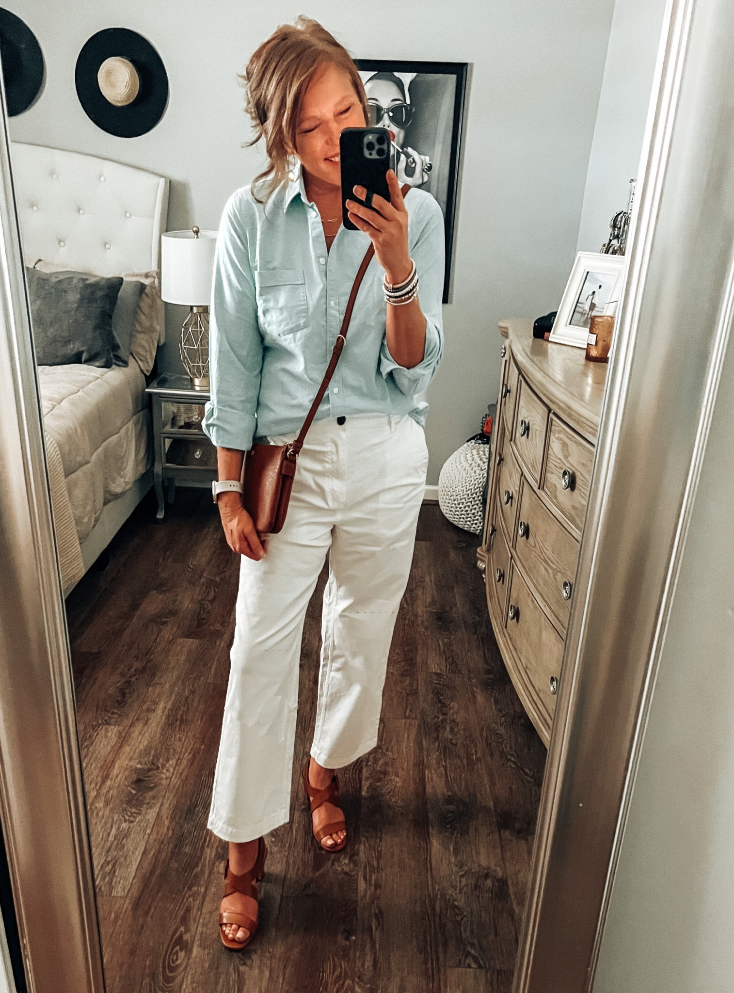 J.Crew Factory sale, long sleeve button down, more colors available, fits tts. Amazon cropped ankle pants fits tts, more colors, has stretch in them, LC crossbody from Kohl’s, Talbots cognac block heel sandals 

Casual outfit, casual date night , business casual, sales, spring outfit, amazon fashion, Amazon finds, classic trendy, fashion over 40

#LTKworkwear #LTKunder50 #LTKsalealert