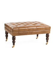 35x24x18 Buffalo Leather Ottoman With Caster Legs | Marshalls