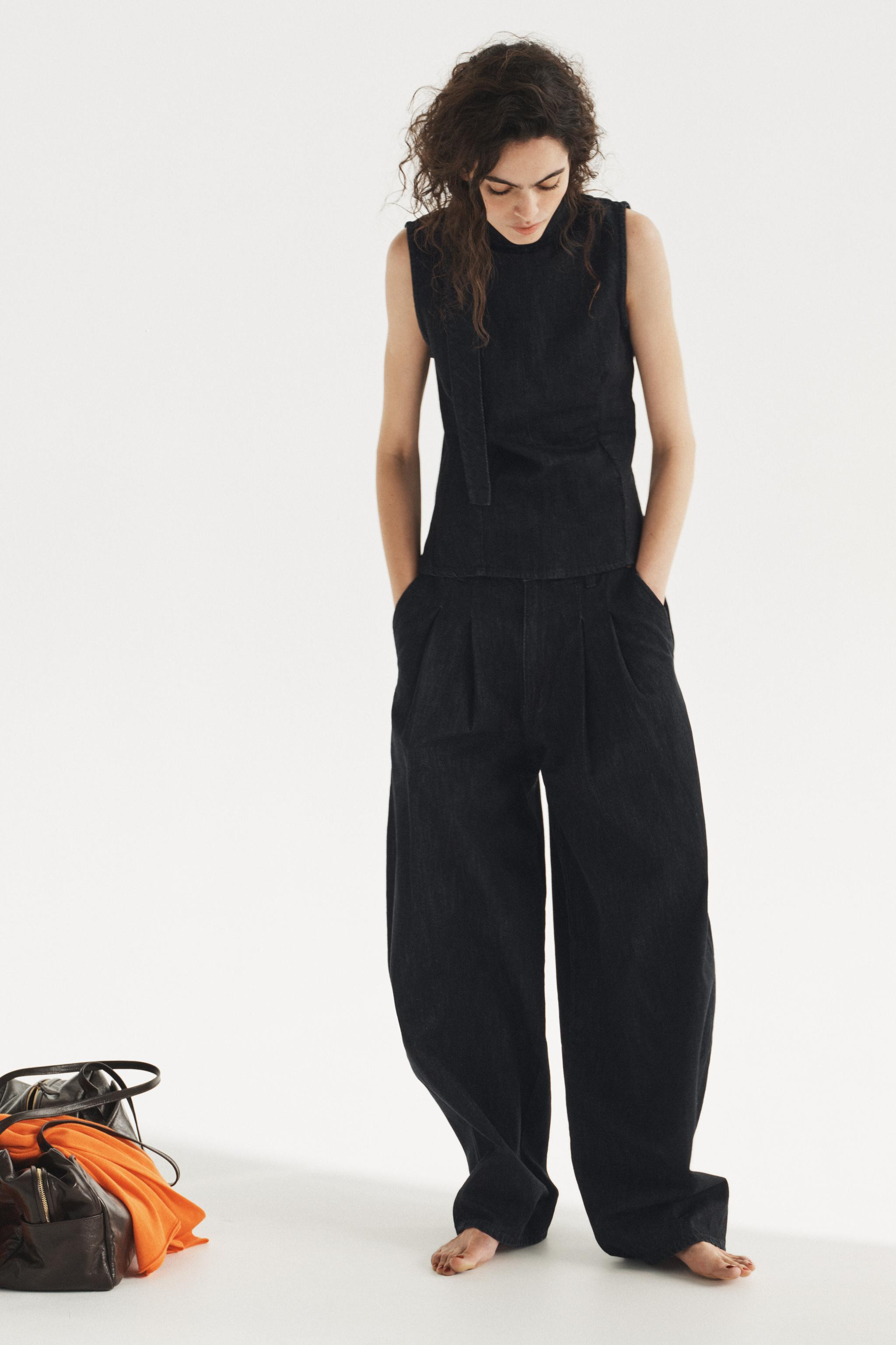 TRF DENIM HALTER TIE TOP | Zara US