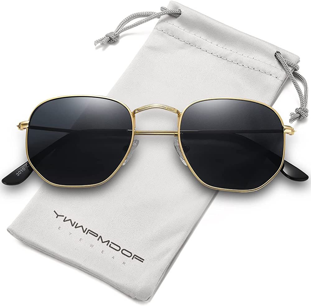 YWWPMDOF Hexagon Polarized Sunglasses for Womens Men Trendy Square Sun Glasses UV Protection | Amazon (US)