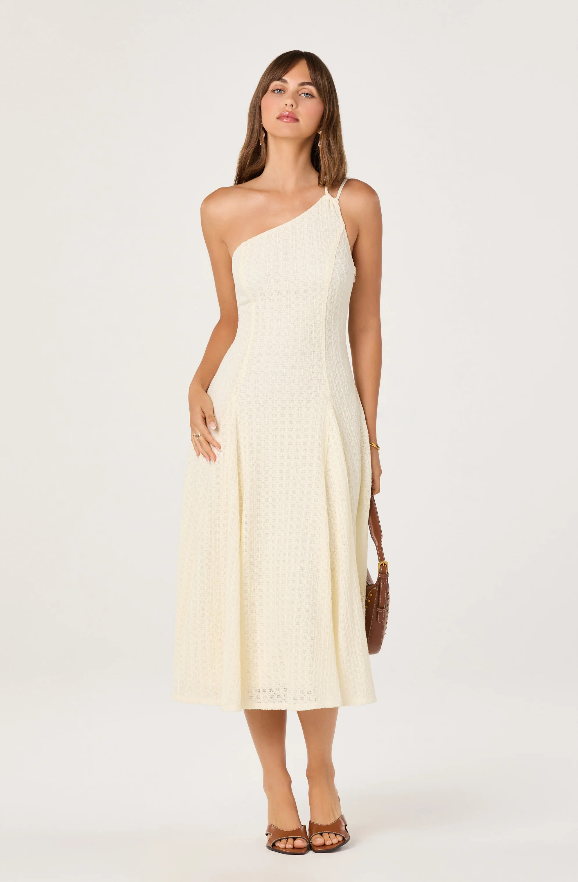 Nola One-Shoulder Knit Midi Dress - Cream / XS | ASTR The Label (US)