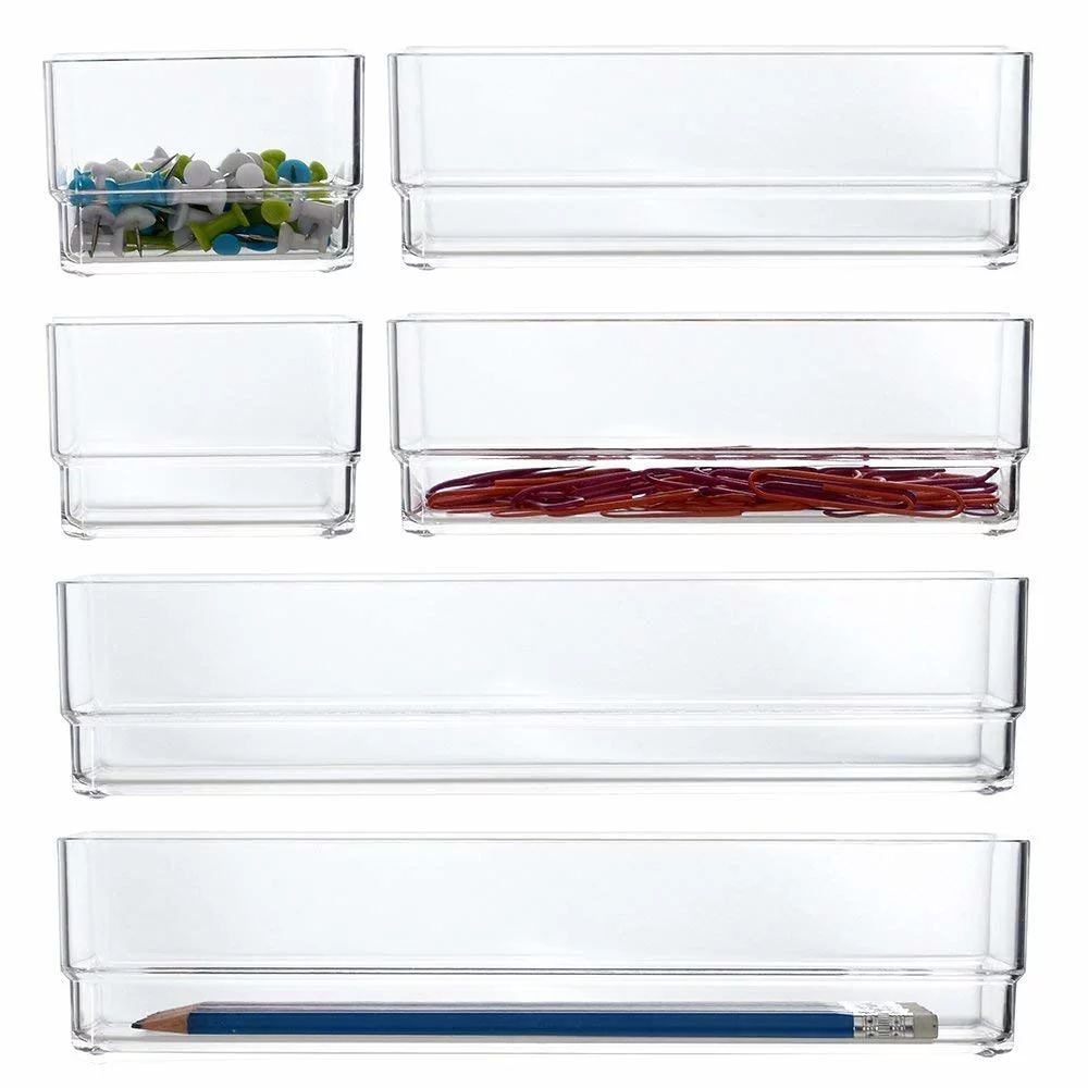 STORi Clear Plastic Vanity and Desk Drawer Organizers | 6 Piece Set | Walmart (US)