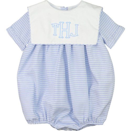 Blue Mini Plaid Square Collar Bubble | Cecil and Lou