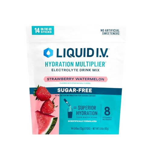 Liquid I.V.® Hydration Multiplier Sugar-Free - Strawberry Watermelon | Electrolyte Powder Drink Mix | 1 Pack (14 Servings) | Amazon (US)