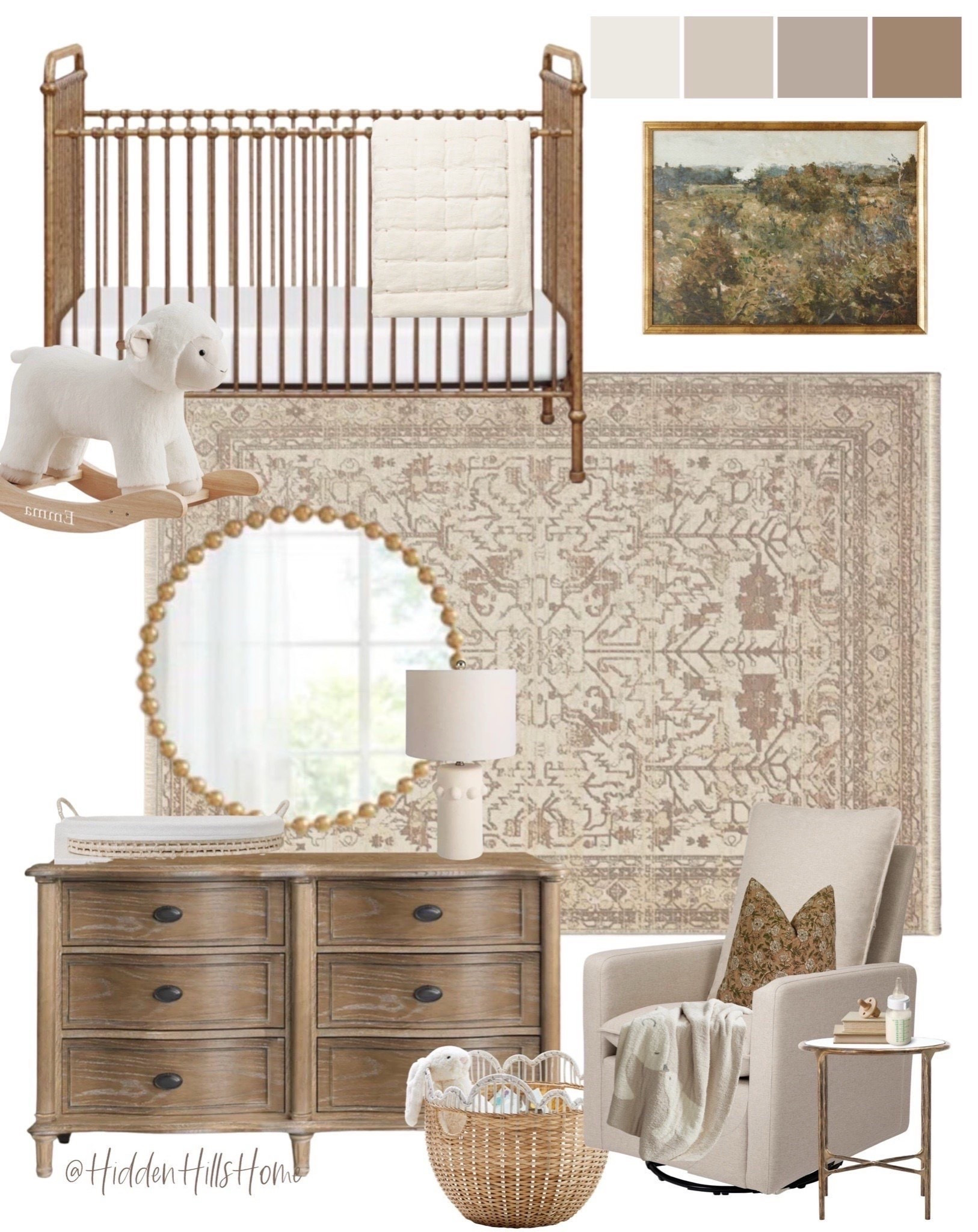 Nursery decor, nursery mood board, home decor, nursery inspiration, neutral baby’s room design #baby