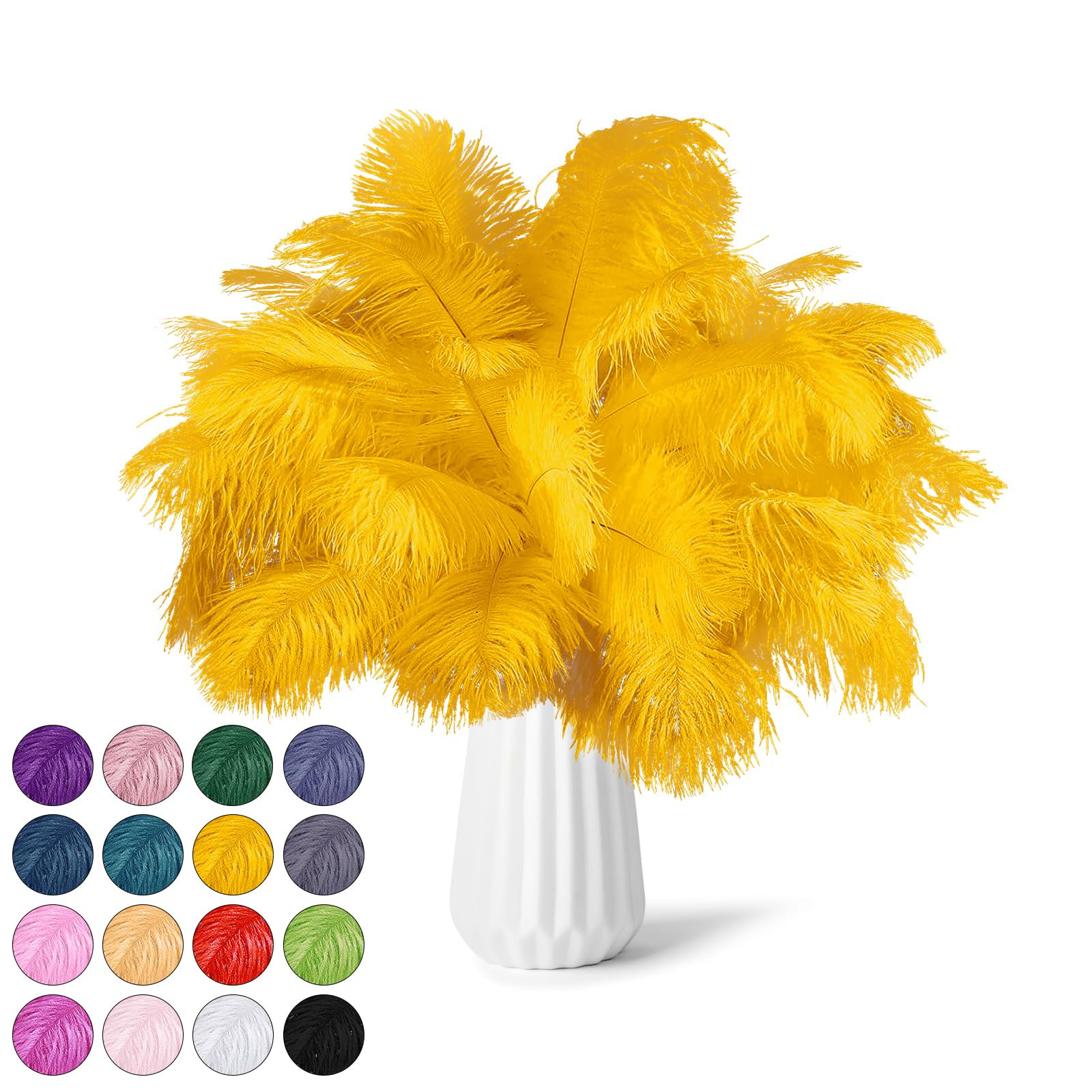 NEWONG 30pcs Gold Ostrich Feathers Natural Bulk 9-12inch(23-30cm) Vase Craft Wedding Home Party C... | Amazon (US)