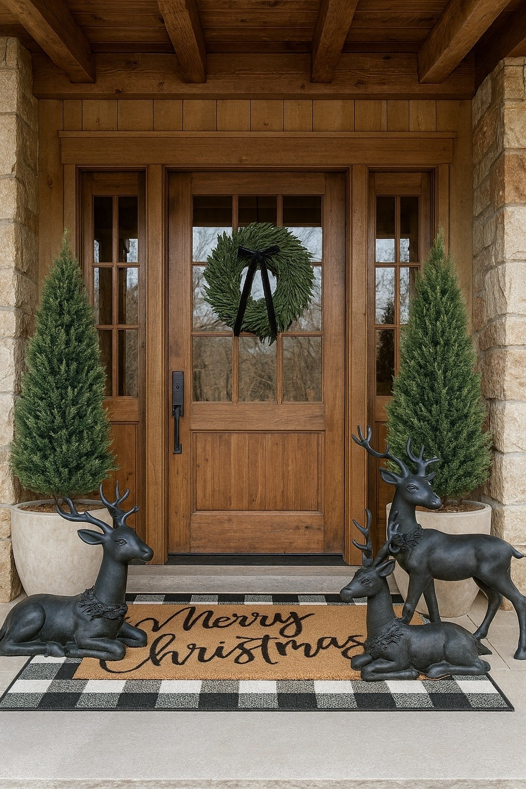Christmas Front Porch Decor with Amazon & Walmart Deer

Follow @farmtotablecreations on Instagram for more holiday styling inspiration.

Bring timeless charm to your entryway this season with this curated Christmas collection. The classic greenery in tall planters frames the doorway beautifully, while the simple wreath with a black bow adds a touch of elegance. Layered doormats keep it cozy and welcoming, and the Amazon & Walmart deer figures finish the look with the perfect festive touch. A simple yet stunning way to create a holiday entry that feels warm, inviting, and high-end without the splurge.

#AmazonChristmasFinds #WalmartHome #FrontPorchDecor #ChristmasPorch #HolidayEntryway #ChristmasDecor #OutdoorChristmasDecor #AmazonHome #WalmartDecor



#LTKHome #LTKSaleAlert #LTKFindsUnder50