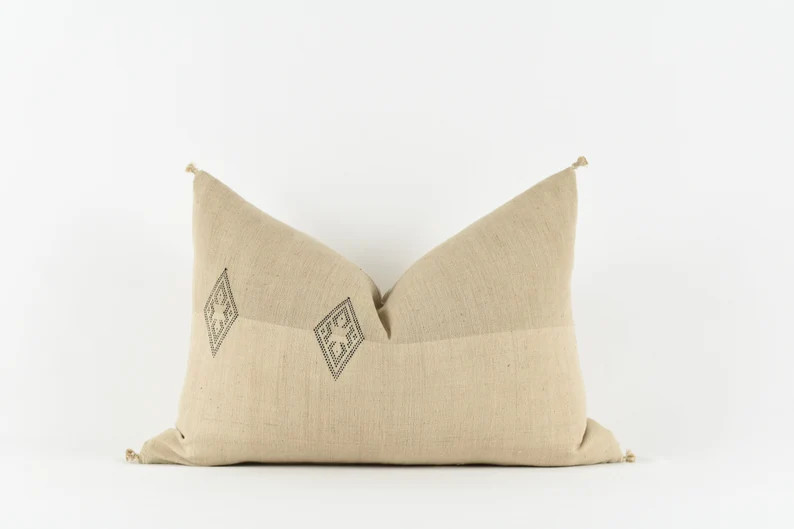 Vuli- Two toned Beige Pillow Cover with Black Motif | Etsy (US)