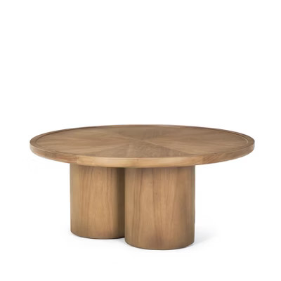 HomeRoots 39" Natural Solid Wood Round Pedestal Coffee Table | Target