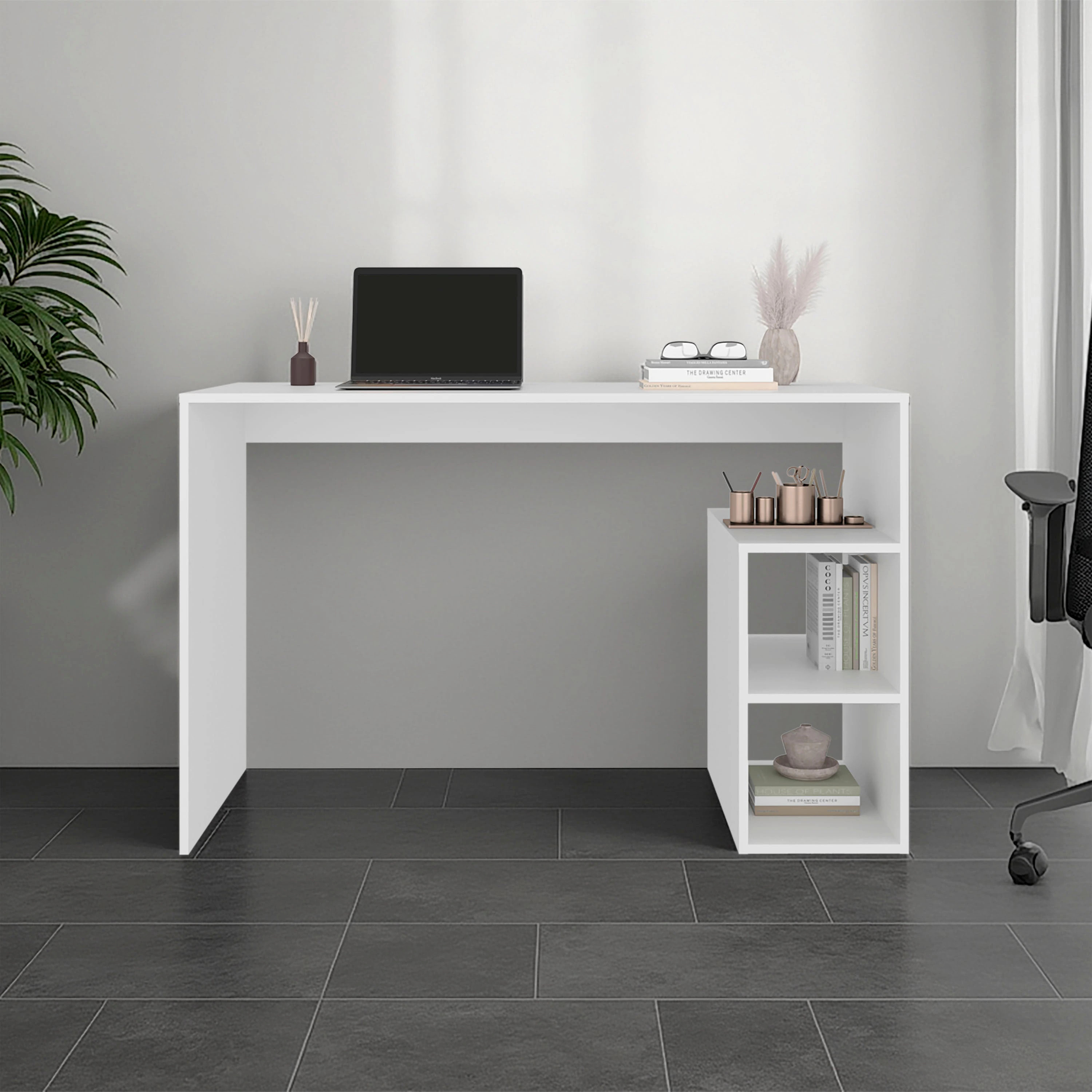 Blisstyle White Office Desk with Storage and Minimalist Design Office Desk Study Desk one_size | DESK640 | Lowe's