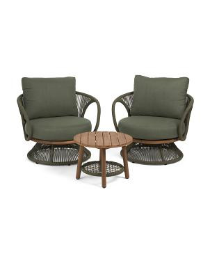 3pc Outdoor Swivel Accent Chairs And Table Set | TJ Maxx