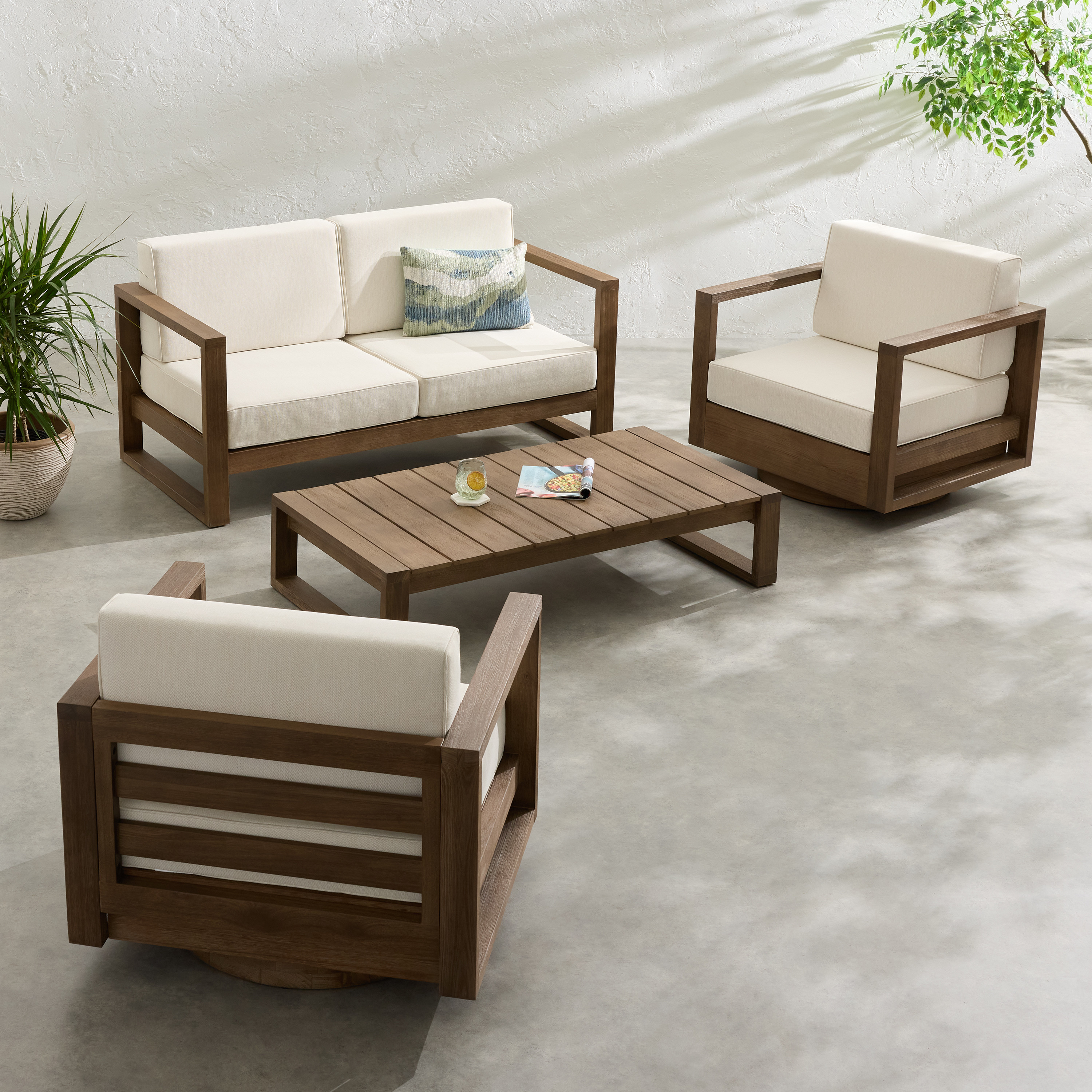 Segovia 4 Piece Furniture Set with Swivel Chairs and Loveseat | World Market