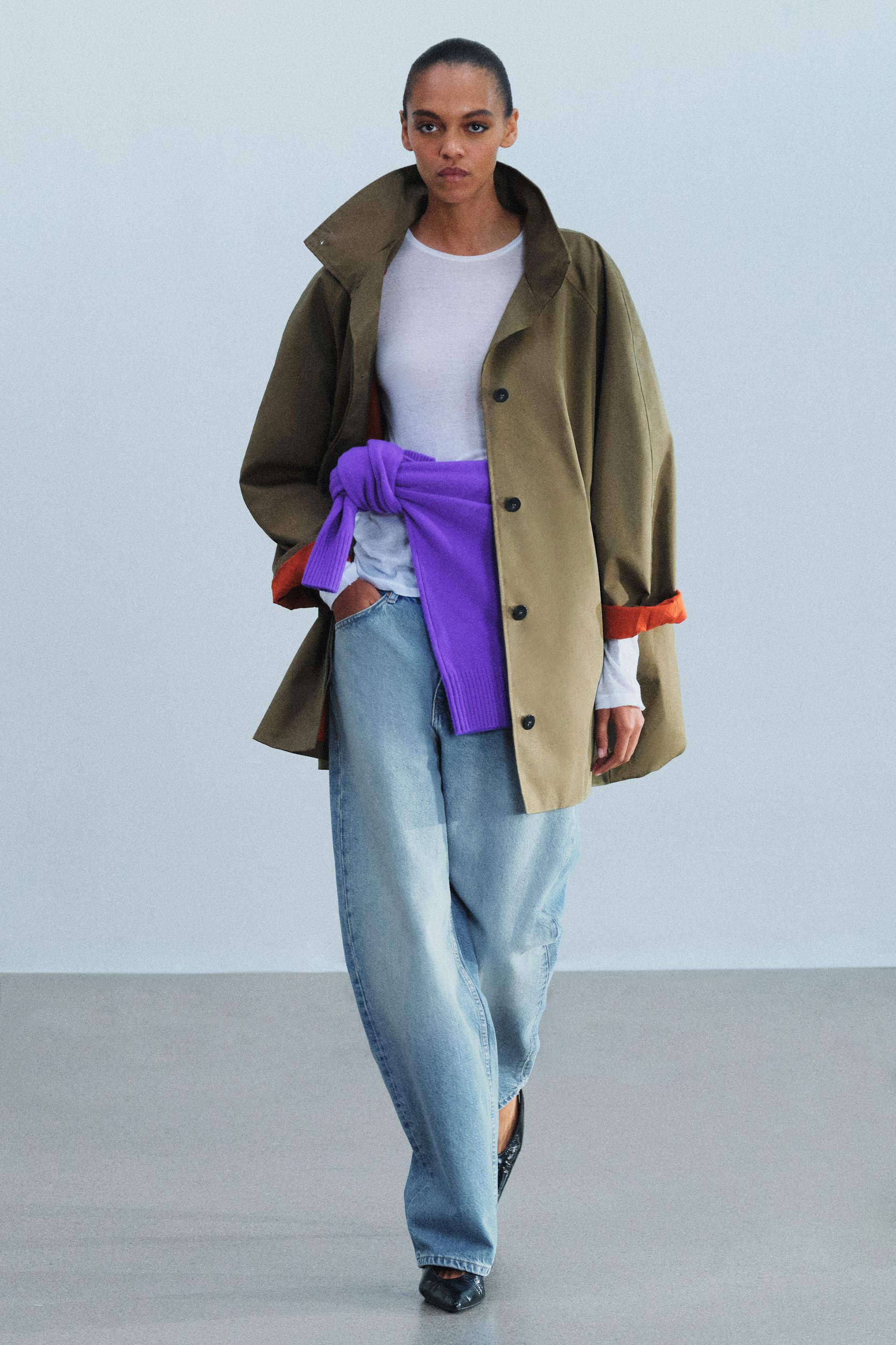 Zara - Zw Collection Water-Repellent Balloon Jacket - Khaki - Xs - Woman | Zara UK