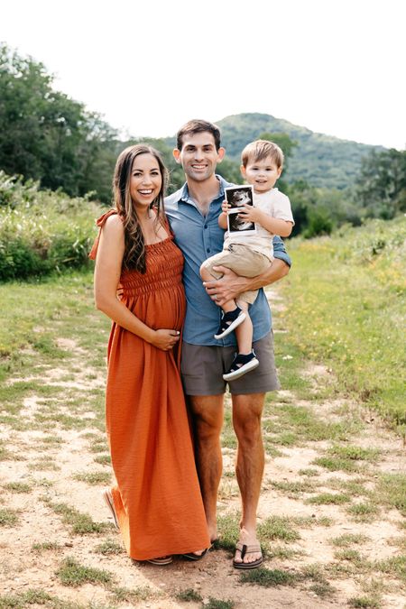 Gorgeous rust colored fall maternity/pregnancy long dress! Perfect dress for baby showers, gender reveals, and pregnancy announcement photos. Dress from Pink Blush Maternity, and it’s TTS! I’m wearing a small. The straps are tied and adjustable, and there’s lots of stretch! 

#LTKbaby #LTKbump #LTKfamily