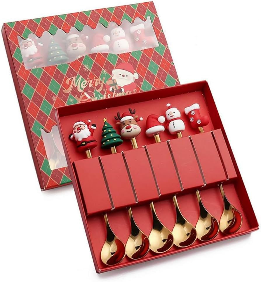 Christmas Spoon Stainless Steel Christmas Tree Tea Spoon for Home, Xmas Coffee Spoon Dinner Forks... | Amazon (US)