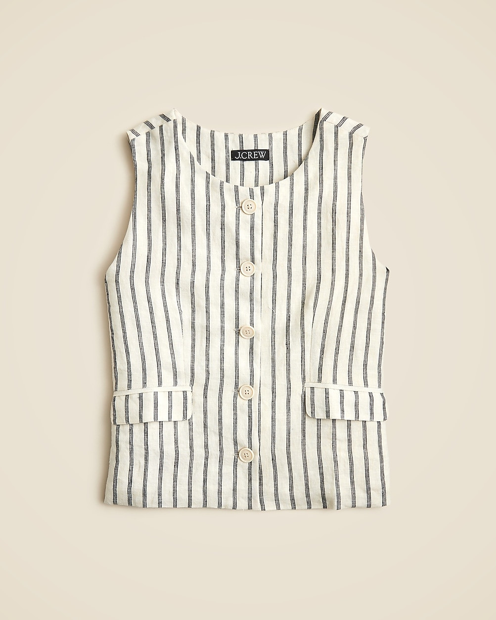 Crewneck vest in striped linen | J. Crew US