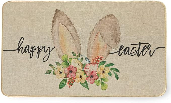 Welcome Easter Rabbits Decorative Doormat 17 x 29 Inch, Non-Slip and Washable Spring Seasonal Doo... | Amazon (US)