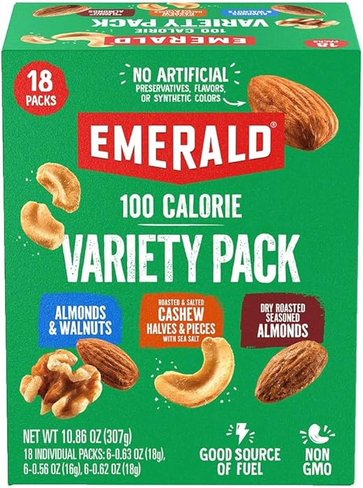 Emerald Nuts Mixed Nuts Variety Pack 18ct (1-Pack) , 100-Calorie Individual Packs , Features Dry ... | Amazon (US)