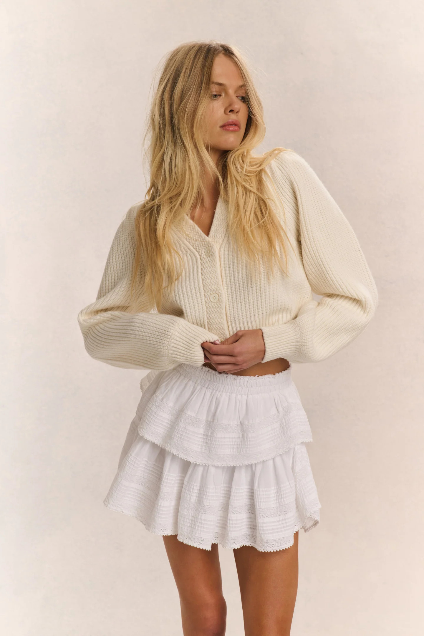 Avignon V-Neck Crop Cardigan | LoveShackFancy