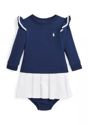 Ralph Lauren Childrenswear Baby Girls Woven Skirt Terry Dress & Bloomer | Belk