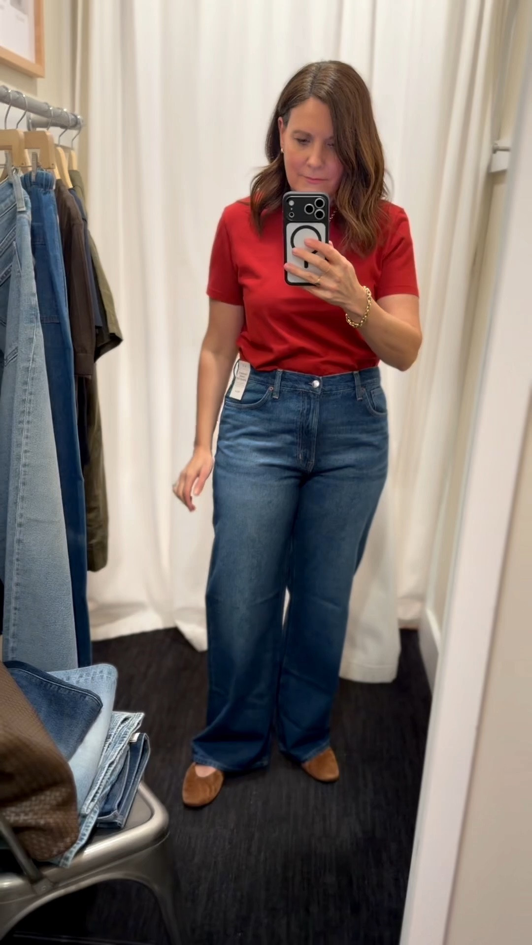 These Perfect Vintage Wide Leg Jeans have a high rise and “magic pockets” that smooth the belly.  With a 31" leg inseam, they could use an ankle boot with a low heel. I sized up. I’m curious to try the curvy fit since the cropped version is so good.

#LTKSaleAlert #LTKMidsize #LTKOver40