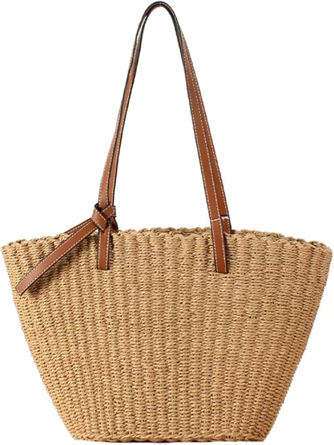 Straw Beach Bags for Women Large Handmade Rattan Woven Totes Shoulder Purse Casual Summer Top Han... | Amazon (US)