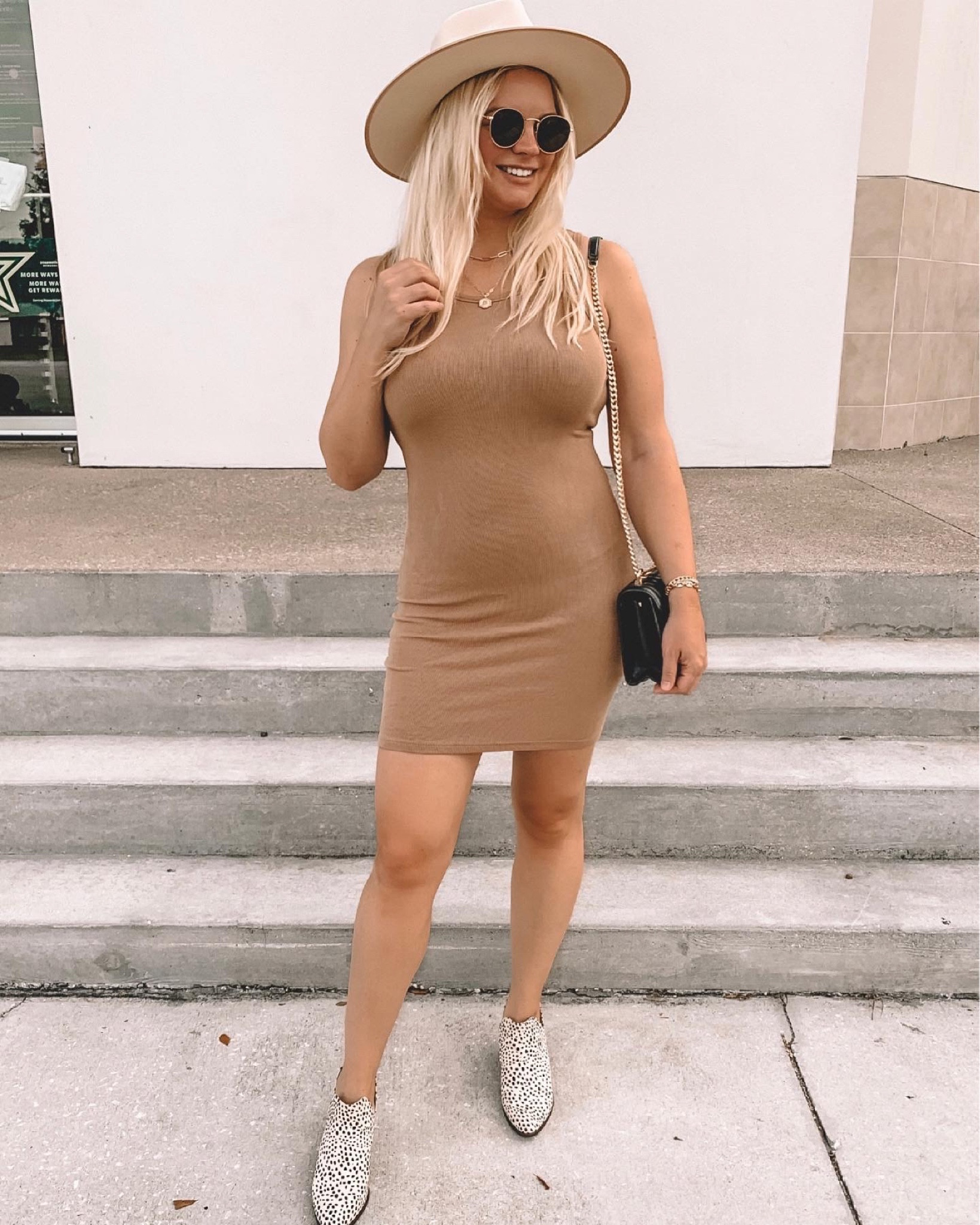 This dress is a favorite from Amazon. It’s very affordable and comes in so many color options. It’s fitted and racerback  It’s great for Spring and layering. I’m wearing a size M. I styled this dress with some of my favorite accessories - round sunglasses, classic hat and gold layering initial necklaces… they go with just about any Spring outfit. 

#LTKFind #LTKunder50 #LTKSeasonal