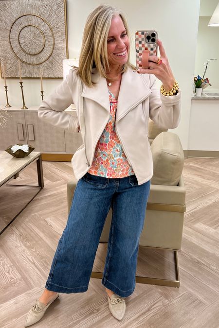 Ootd 
So many cute pieces and codes for all 
Jeans size small. Code LISAXSPANX 
Top small code COAST15 
Jacket small code LISA10 

#LTKstyletip #LTKover40 #LTKfindsunder100