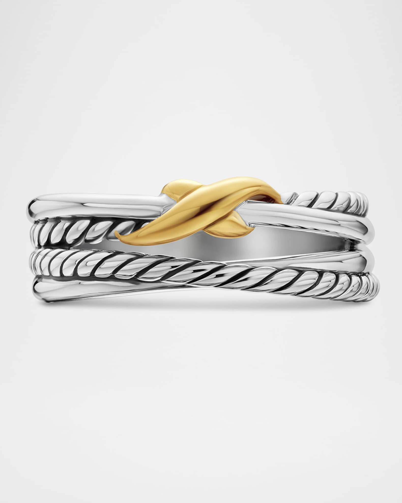 6mm X Crossover Ring in Silver with 18K Gold | Neiman Marcus