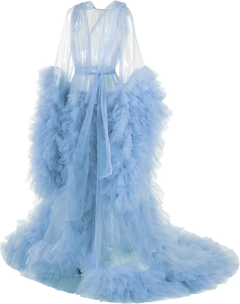 Tulle maternity robe for photoshoot Lingerie for Women Old Hollywood Robe Nightgown Tulle Bathrob... | Amazon (US)