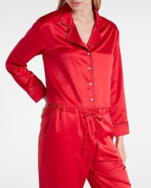 Satin Long Sleeve Pajama Shirt | Express