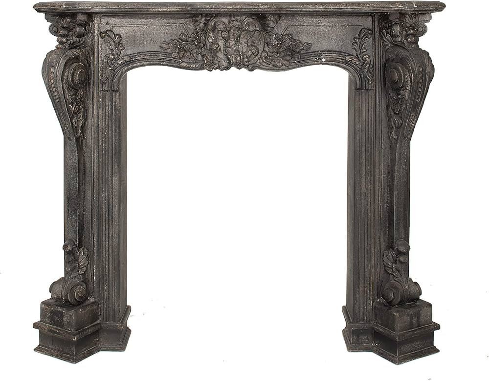 Creative Co-Op Decorative Wood Fireplace Mantel,Black | Amazon (US)