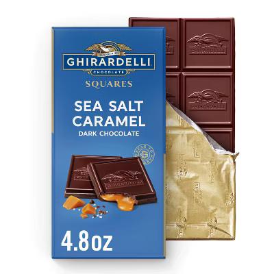 Ghirardelli Sea Salt Caramel Dark Chocolate Candy SQUARES Bar - 4.8oz | Target
