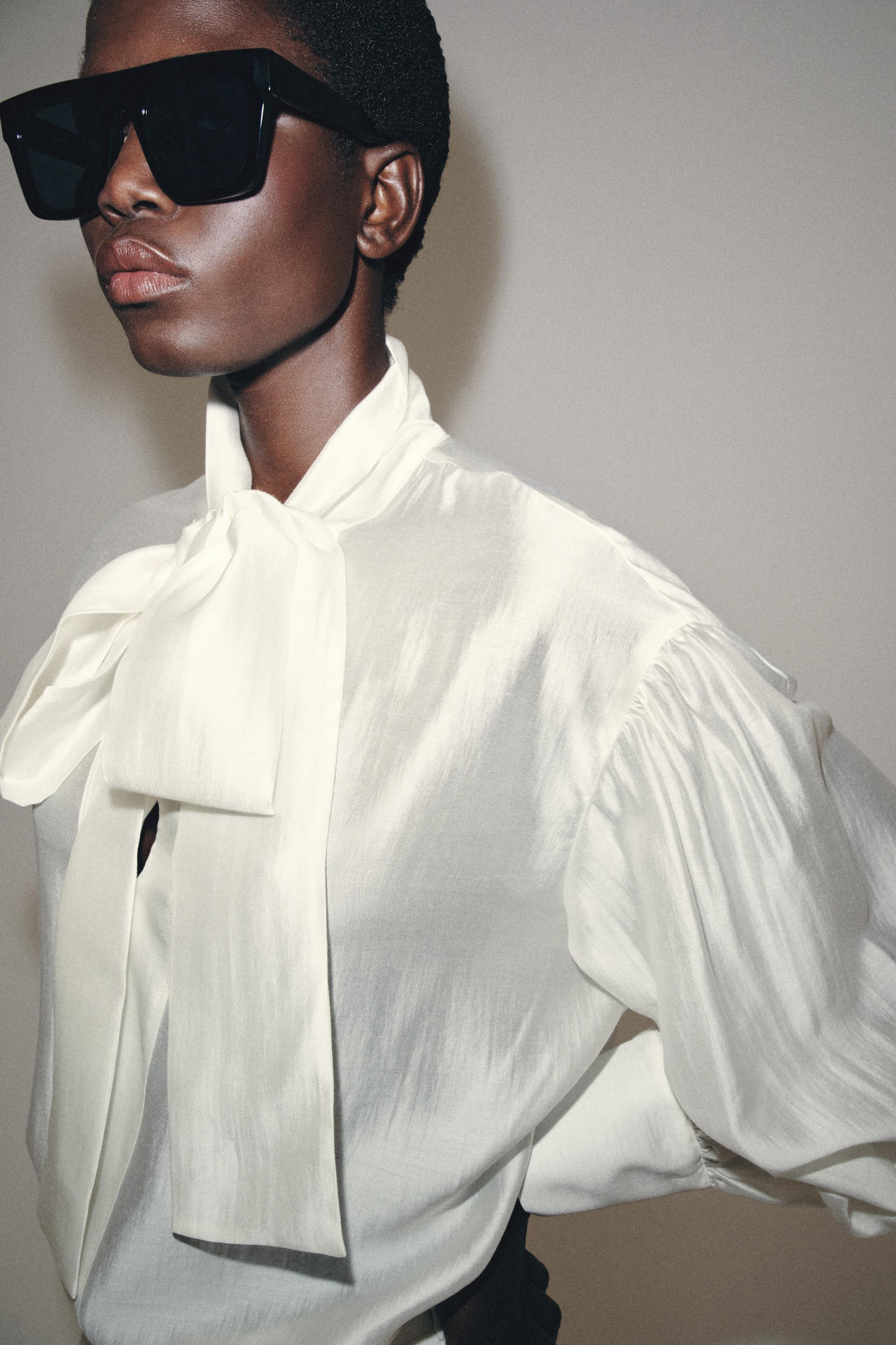 ZW COLLECTION SATIN EFFECT TIE SHIRT | Zara US