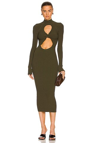 Dion Lee Figure 8 Reversible Dress in Olive | FWRD 