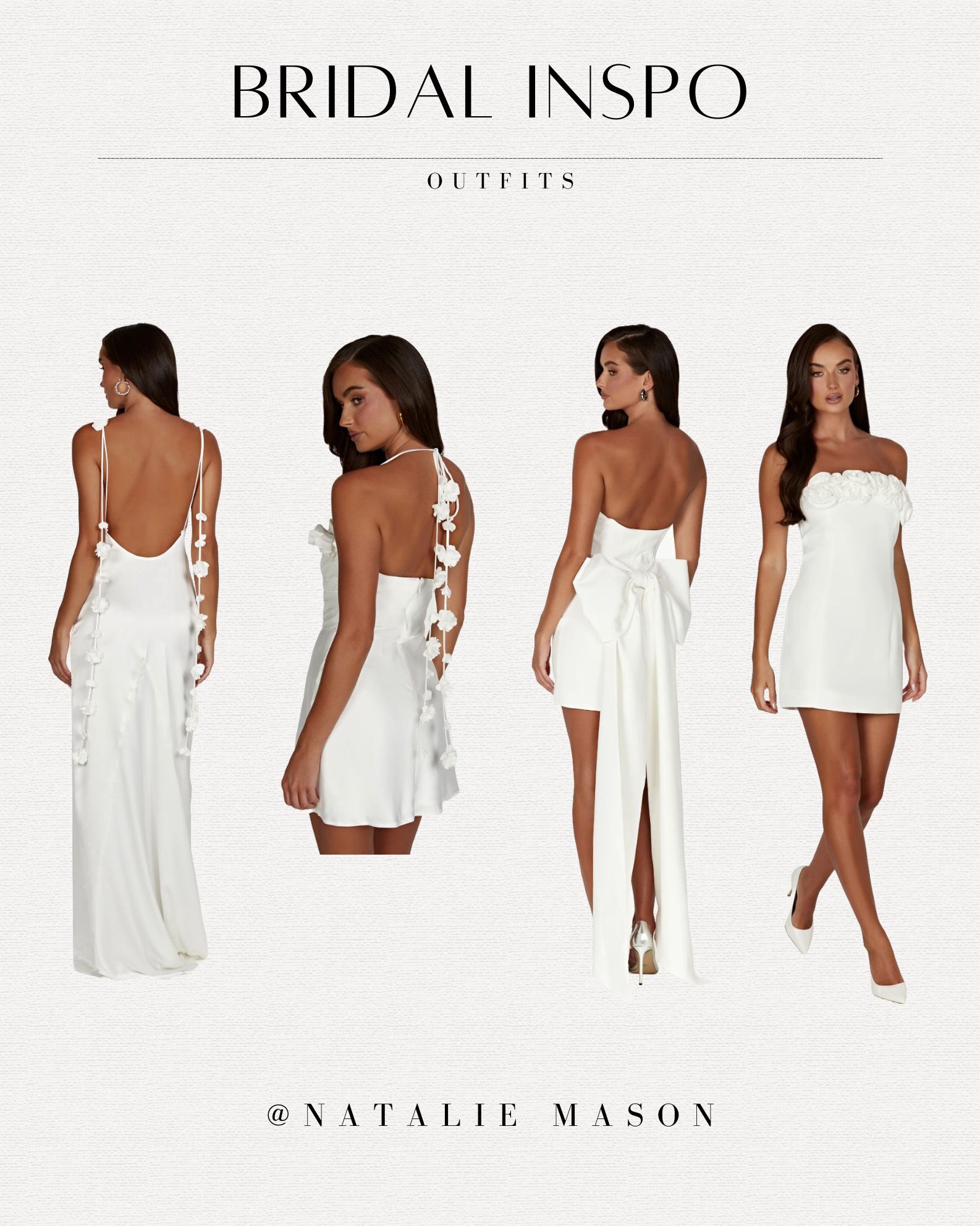 Bridal dresses 🤍 perfect for engagement photos, honeymoon outfits, bachelor trip outfits, and rehearsal dinner outfits! 

#LTKFindsUnder100 #LTKWedding #LTKStyleTip