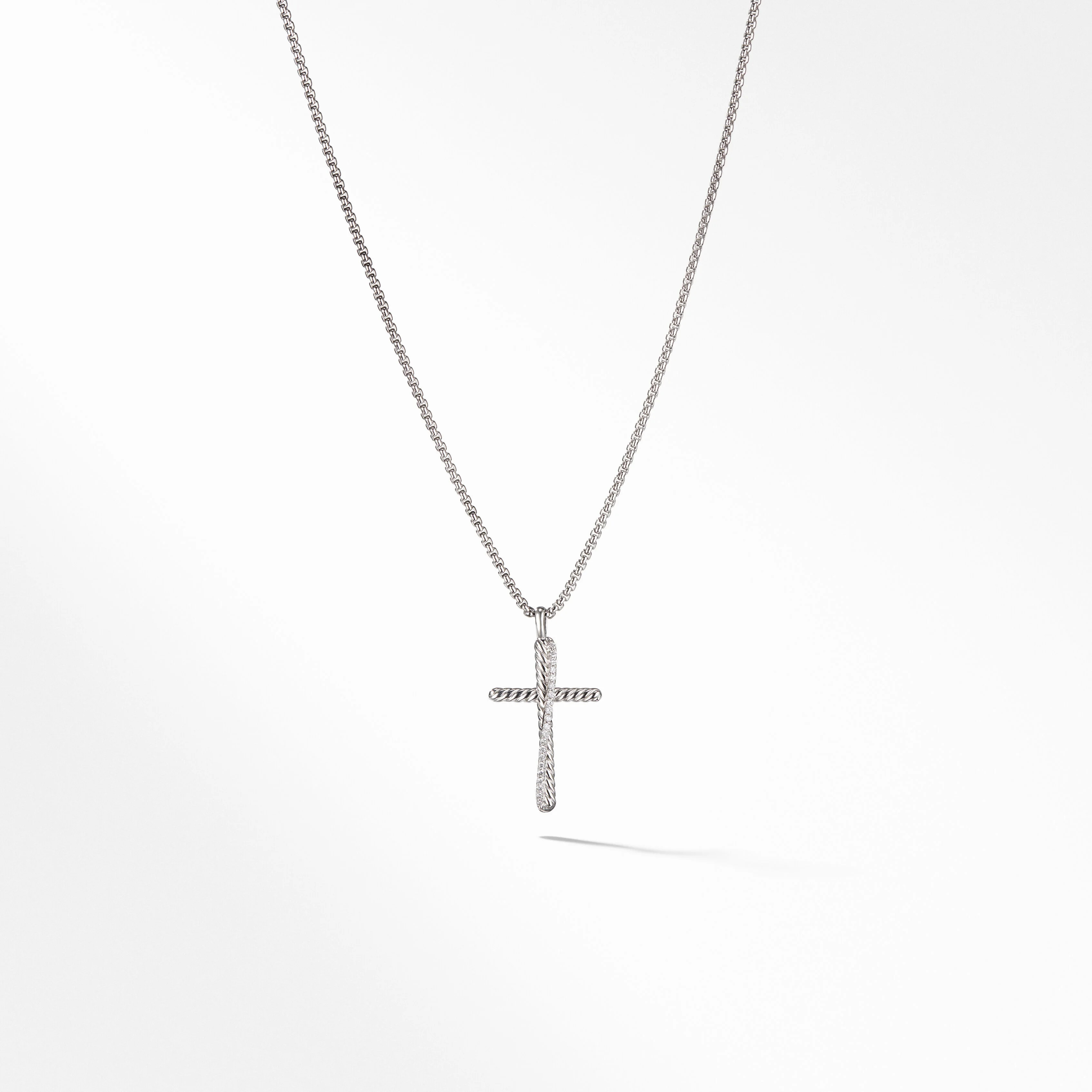 Crossover Cross Necklace in Sterling Silver with Pavé Diamonds | David Yurman