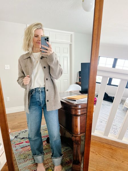 Casual chic outfit of the day! Wearing my favorite jeans from Free People, casual white tee from Madewell, and button up sweater jacket from Abercrombie! 

Winter fashion finds, winter outfit ideas, casual chic fashion finds, outfit ideas for winter 

#LTKSeasonal #LTKstyletip #LTKMostLoved