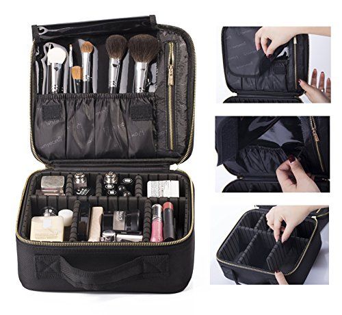ROWNYEON Mini Makeup Train Case/Travel Makeup Case/Makeup Organizer Bag with Portable EVA and freely | Amazon (US)