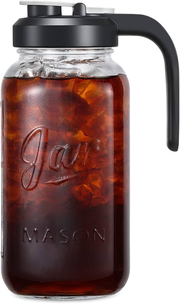 AOZITA Glass Pitcher with Lid - 2 Quart Mason Jar Pitcher with Filter Lid, Wide Mouth Jar Leak-pr... | Amazon (US)