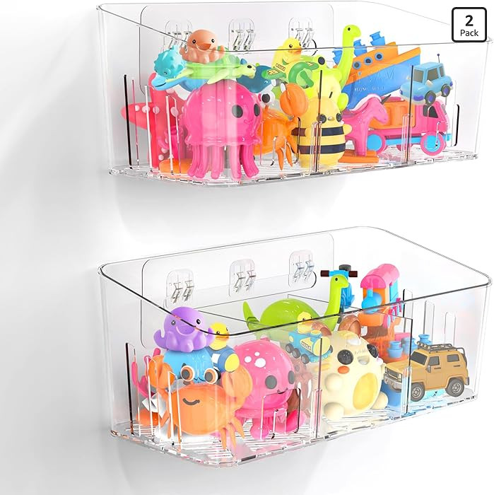 Lysam Bath Toy Storage 2 Packs, Large Bath Toy Holder with 3 Compartment, Quick Dry Bathtub Toy O... | Amazon (US)