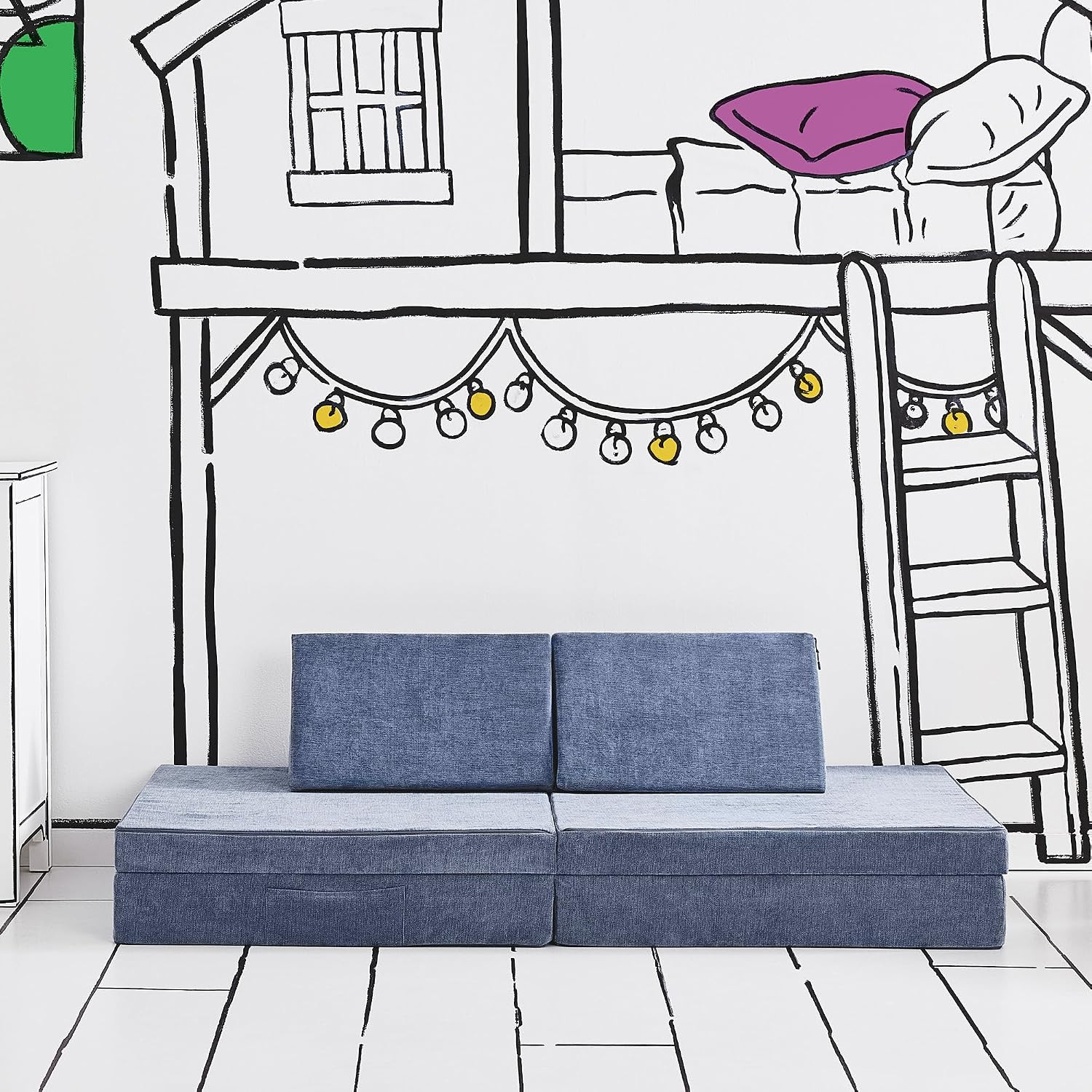 Yourigami Kids and Toddler Play Couch, Convertible Folding Sofa, Durable Foam Modular Design, Blu... | Amazon (US)