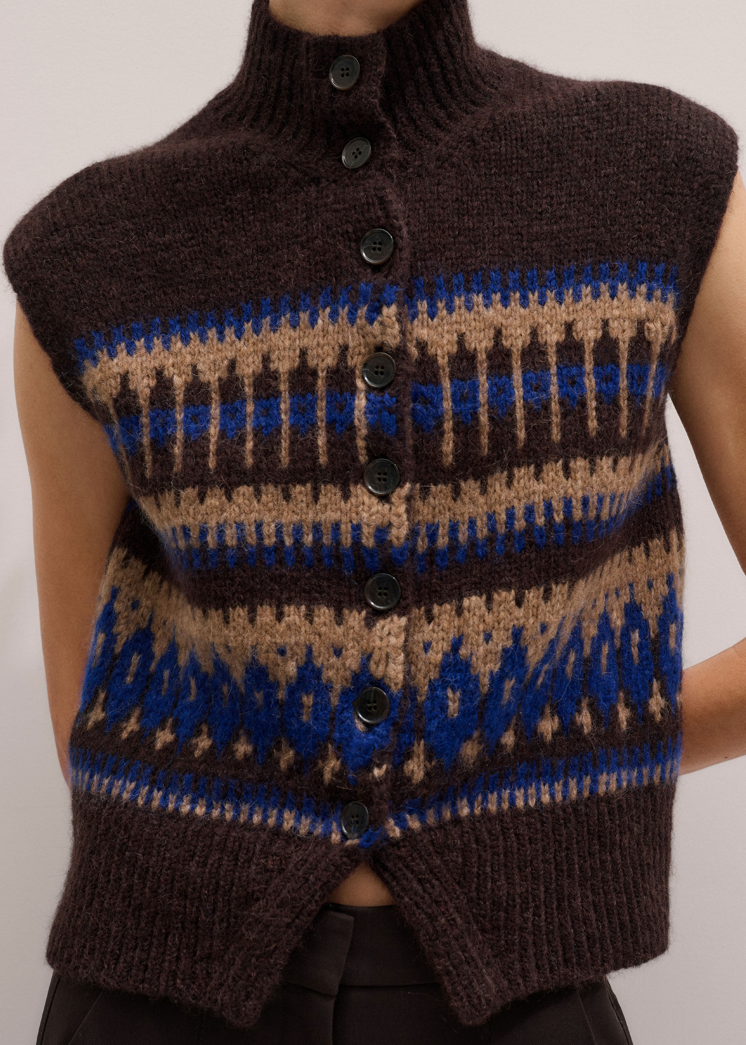 Relaxed Button Vest Alpaca Jacquard | ME+EM Global (Excluding US)