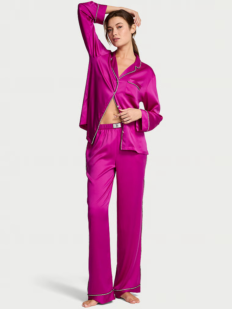 Buy Glazed Satin Shine Long Pajama Set, Purple - Order Pajamas Sets online - Victoria's Secret US | Victoria's Secret (US / CA )