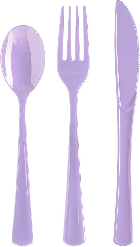 Exquisite 150 Pack Lavender Plastic Utensils Heavy Duty Cutlery Set 50 Plastic Forks 50 Plastic S... | Amazon (US)