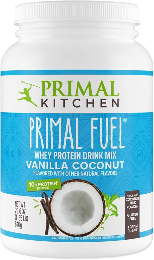 Primal Kitchen Primal Fuel Vanilla Coconut Whey Protein Drink Mix, Gluten and Soy Free, 1.85 Poun... | Amazon (US)
