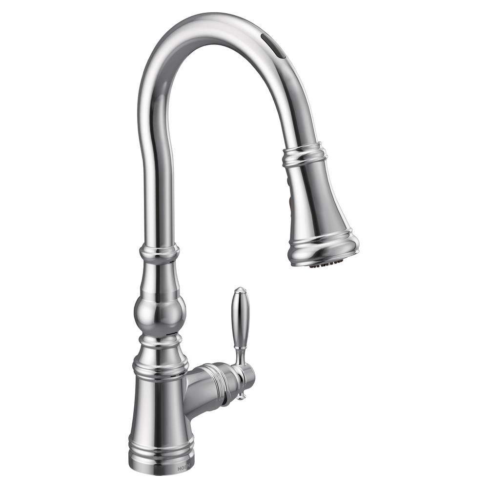 MOEN U by Weymouth Single-Handle Pull-Down Sprayer Smart Kitchen Faucet with Voice Control and Power | The Home Depot