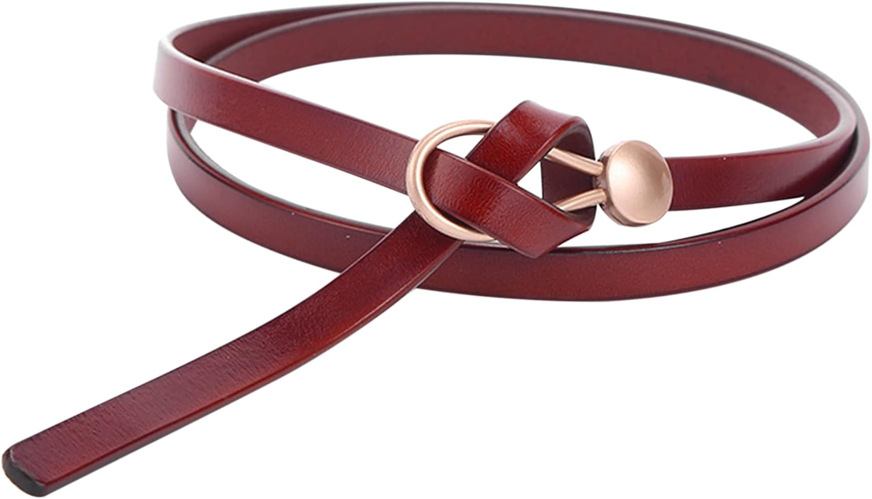 Women's Leather Belt Dress Belt Fashion Skinny Belt Tie A Knot Leather Waist Belt Knotted Decorat... | Amazon (US)