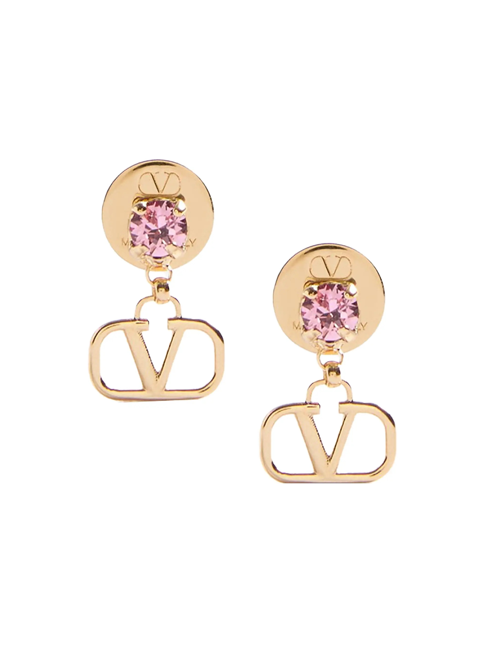 VLogo Signature Earrings in Metal and Swarovski Crystals | Saks Fifth Avenue