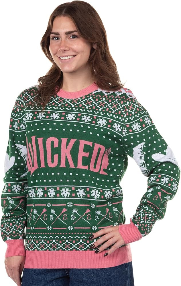Bioworld Wicked Adult Glinda and Elphaba Knit Ugly Christmas Sweater | Amazon (US)